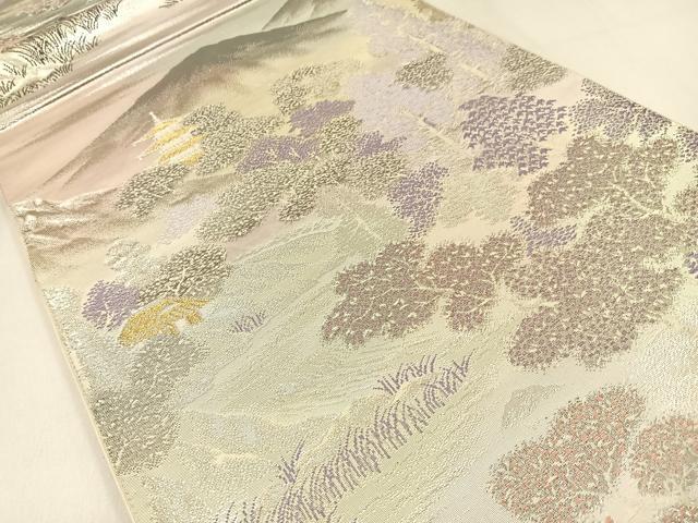 平和屋着物◎六通柄袋帯 唐織 五重塔 金銀糸 正絹 逸品 BAAW0498hj