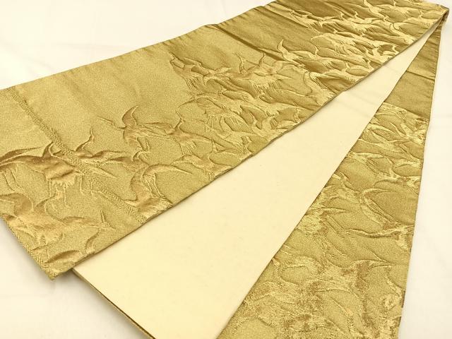 平和屋着物◎六通柄袋帯 飛鶴文 金糸 正絹 逸品 BAAW0528hj