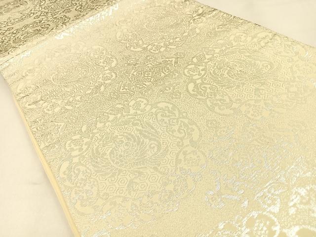 平和屋着物◎六通柄袋帯 錦織 鳳凰 純銀箔 正絹 逸品 BAAW0534hj