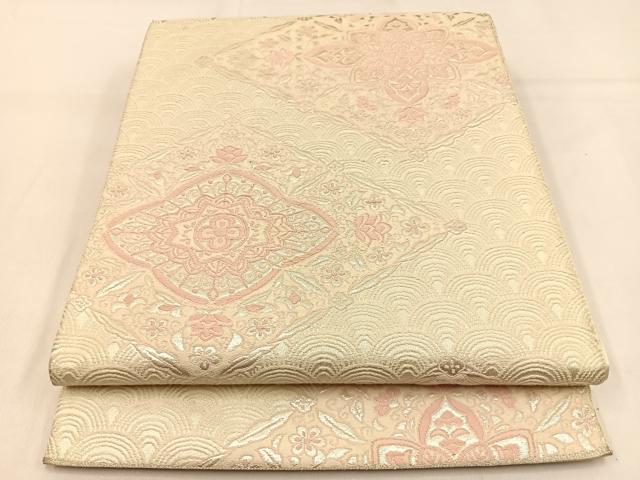 平和屋着物◎六通柄袋帯 唐織 宝相華 銀糸 正絹 逸品 BAAW0561hj