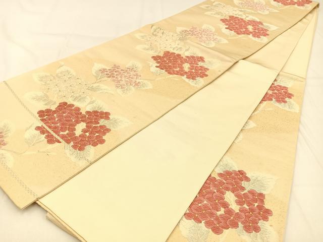 平和屋着物◎六通柄袋帯 唐織 紫陽花 金銀糸 正絹 逸品 BAAW0575hj