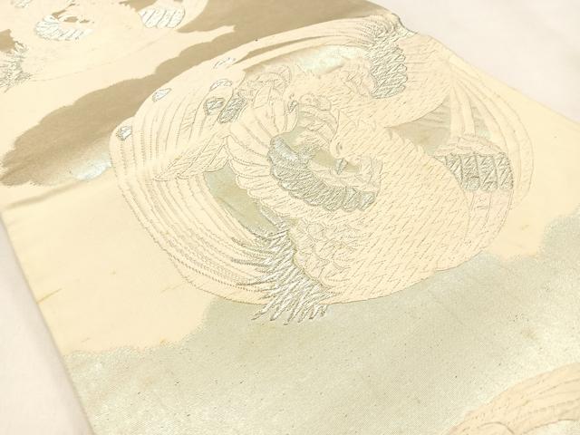平和屋着物◎西陣 加島織物謹製 六通柄袋帯 唐織 鳳凰 銀糸 証紙付き 正絹 逸品 BAAW0586hj