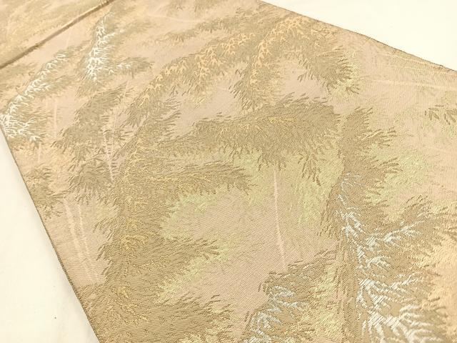 平和屋着物◎六通柄袋帯 笹竹文 金銀糸 正絹 逸品 BAAW0602hj