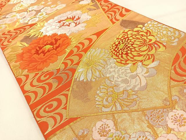 平和屋着物◎西陣 服部織物謹製 六通柄袋帯 松柏錦 地紙花文 金銀糸 引箔 正絹 逸品 BAAW0613hj
