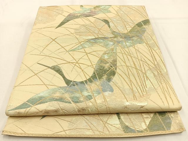 平和屋着物◎西陣 六通柄 本袋帯 飛鶴文 金銀糸 正絹 逸品 BAAW0626hj