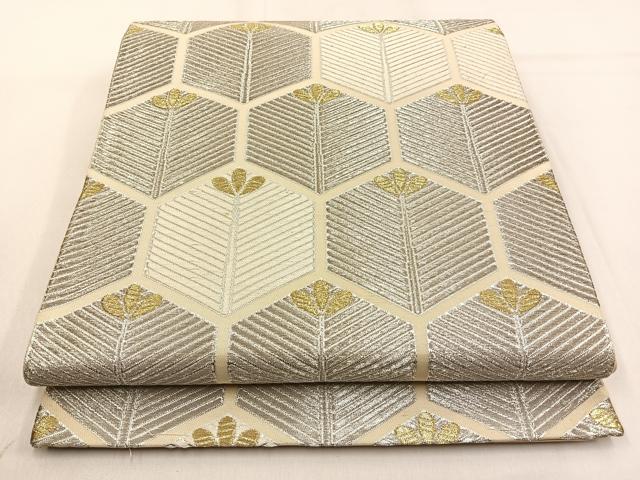 平和屋着物◎六通柄袋帯 亀甲松葉文 金銀糸 正絹 逸品 BAAW0649hj