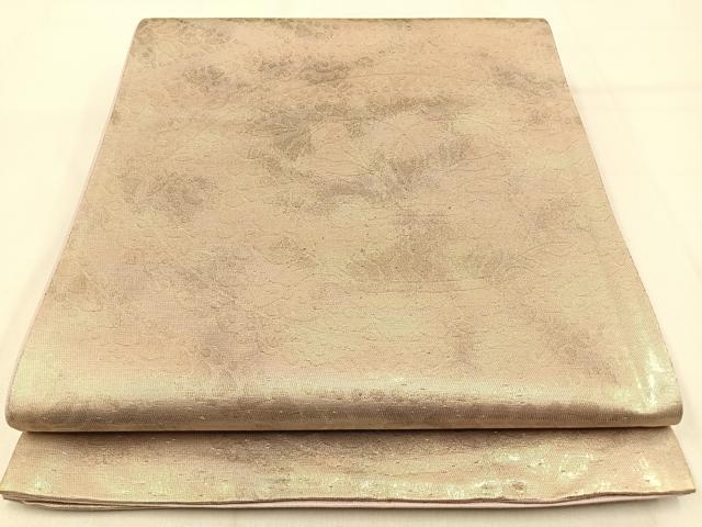 平和屋着物◎六通柄袋帯 飾花文 引箔 正絹 逸品 BAAW0659hj