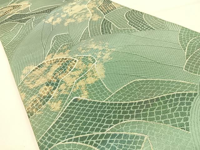 平和屋着物◎六通柄袋帯 抽象文様 金糸 正絹 逸品 BAAW0676hj