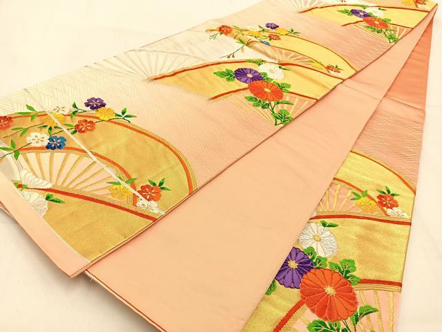 平和屋着物◎六通柄袋帯 唐織 片輪車花文 金銀糸 正絹 逸品 BAAW0697hj