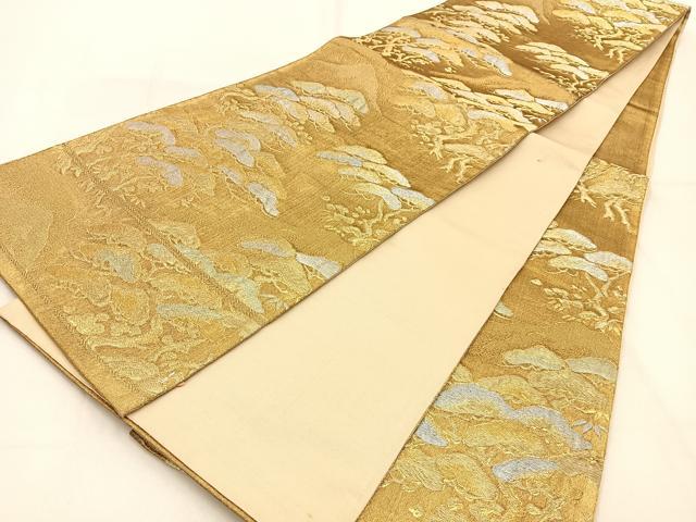 平和屋着物◎六通柄袋帯 松 金銀糸 正絹 逸品 BAAW0700hj