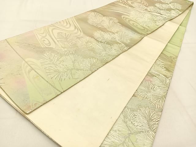 平和屋着物◎六通柄袋帯 浜松文 銀糸 正絹 逸品 BAAW0715hj