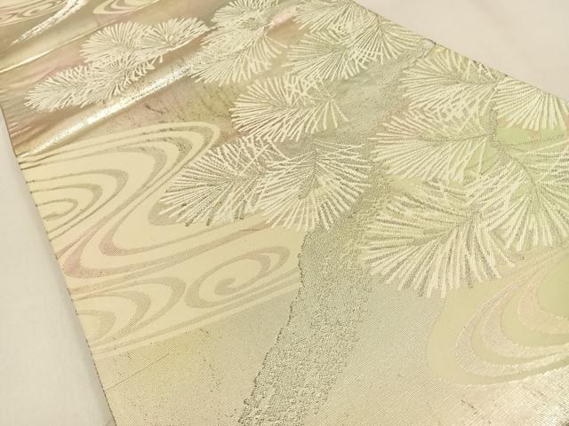 平和屋着物◎六通柄袋帯 浜松文 銀糸 正絹 逸品 BAAW0715hj