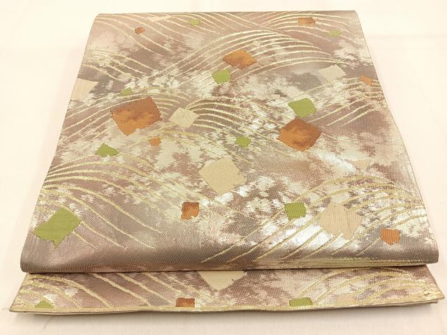平和屋着物◎六通柄袋帯 流水箔散らし 金糸 引箔 正絹 逸品 BAAW0726hj