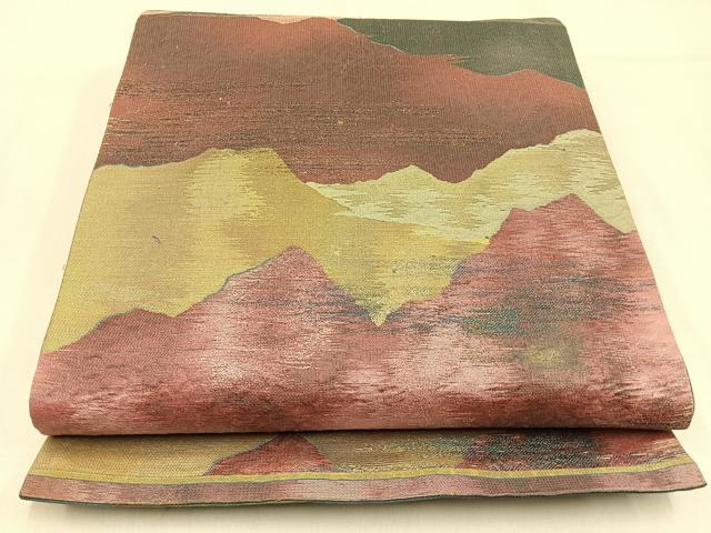 平和屋着物◎六通柄袋帯 重ね山文 金糸 引箔 正絹 逸品 BAAW0729hj