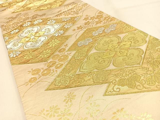 平和屋着物◎六通柄袋帯 松皮菱花文 金銀糸 正絹 逸品 BAAW0736hj
