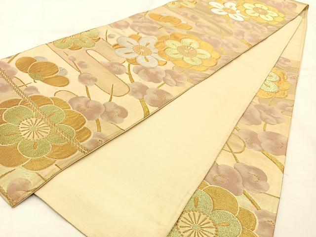 平和屋着物◎六通柄袋帯 枝梅文 金銀糸 正絹 逸品 BAAW0751hj