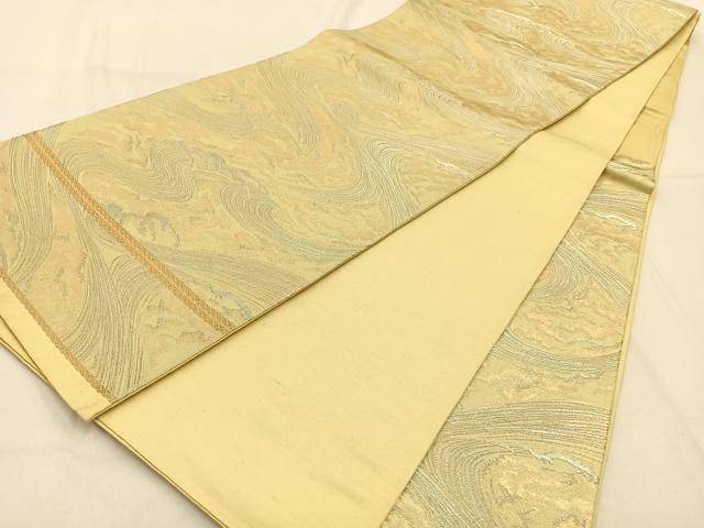 平和屋着物◎西陣 六通柄袋帯 立波文 金糸 正絹 逸品 BAAW0753hj
