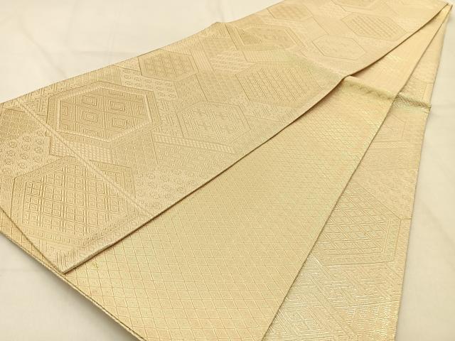 平和屋着物◎佐賀錦 全通柄袋帯 亀甲吉祥文 金糸 正絹 逸品 BAAW0779hj