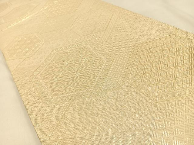平和屋着物◎佐賀錦 全通柄袋帯 亀甲吉祥文 金糸 正絹 逸品 BAAW0779hj