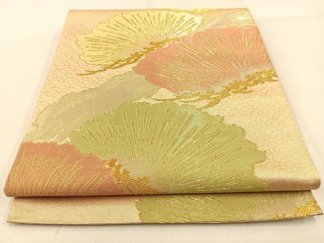 平和屋着物◎六通柄袋帯 松 金糸 正絹 逸品 BAAW0789hj