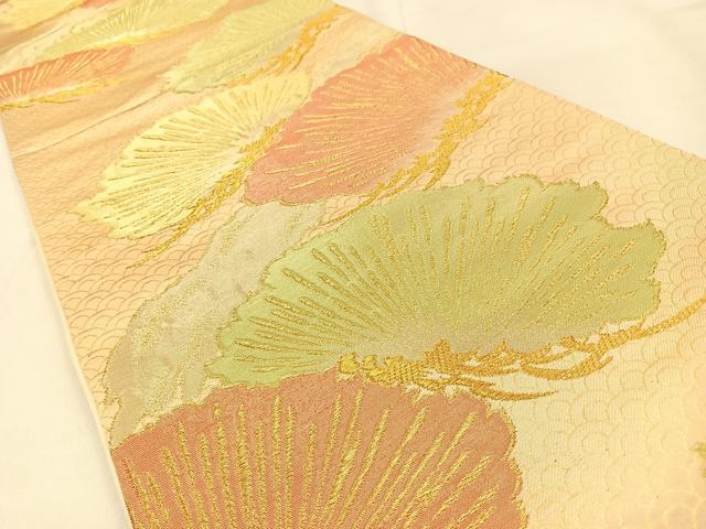 平和屋着物◎六通柄袋帯 松 金糸 正絹 逸品 BAAW0789hj