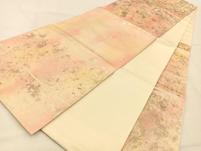 平和屋着物◎六通柄袋帯 霞文 引箔 正絹 逸品 未使用 BAAW0796hj