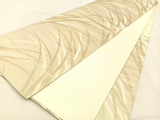 平和屋着物◎六通柄袋帯 芝草文 金糸 正絹 逸品 BAAW0797hj