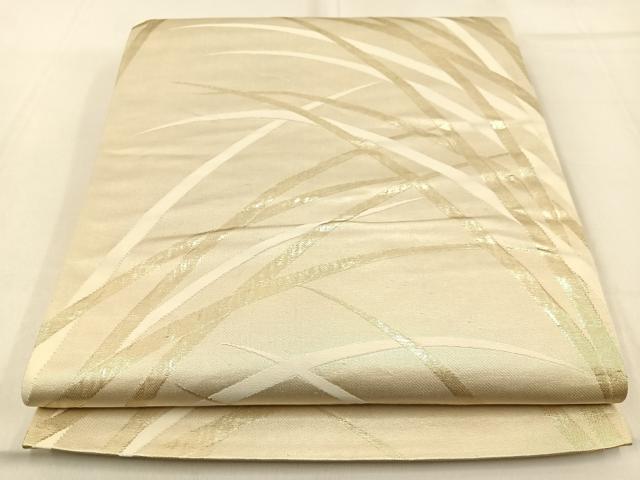 平和屋着物◎六通柄袋帯 芝草文 金糸 正絹 逸品 BAAW0797hj