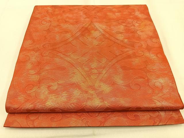 平和屋着物◎六通柄 本袋帯 更紗花唐草文 引箔 正絹 逸品 BAAW0802hj