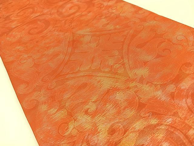 平和屋着物◎六通柄 本袋帯 更紗花唐草文 引箔 正絹 逸品 BAAW0802hj