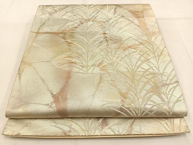 平和屋着物◎西陣 六通柄袋帯 草葉文 金銀糸 引箔 正絹 逸品 BAAW0812hj