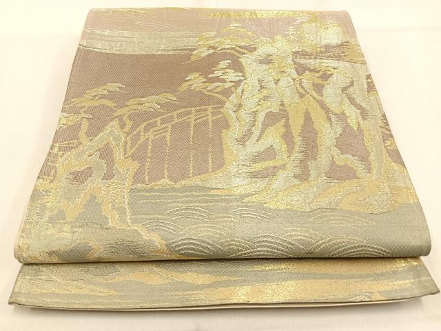 平和屋着物◎六通柄袋帯 浜松文 金糸 三越扱い 正絹 逸品 BAAW0813hj
