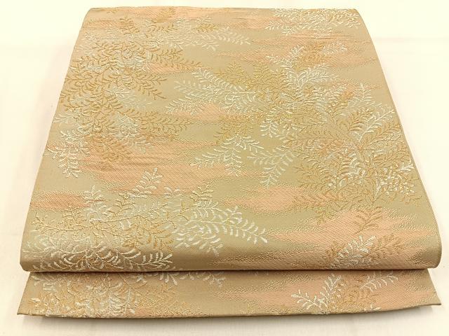 平和屋着物◎六通柄 京本袋帯 唐織 草葉文 金銀糸 正絹 逸品 BAAW0842hj