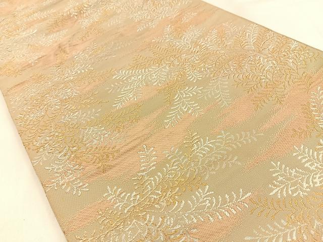平和屋着物◎六通柄 京本袋帯 唐織 草葉文 金銀糸 正絹 逸品 BAAW0842hj