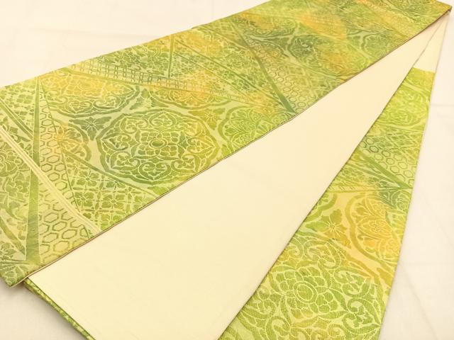 平和屋着物◎六通柄袋帯 切嵌正倉院花文 正絹 逸品 BAAW0843hj