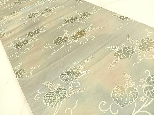 平和屋着物◎六通柄袋帯 葵 銀糸 引箔 正絹 逸品 BAAW0846hj