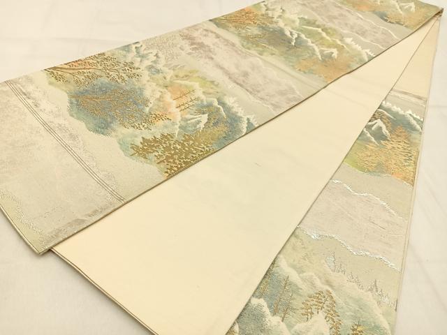 平和屋着物◎六通柄袋帯 樹林文 金銀糸 正絹 逸品 BAAW0849hj
