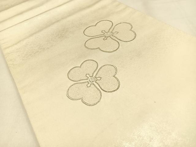 平和屋着物◎太鼓柄袋帯 総刺繍 片喰 銀糸 正絹 逸品 BAAW0850hj