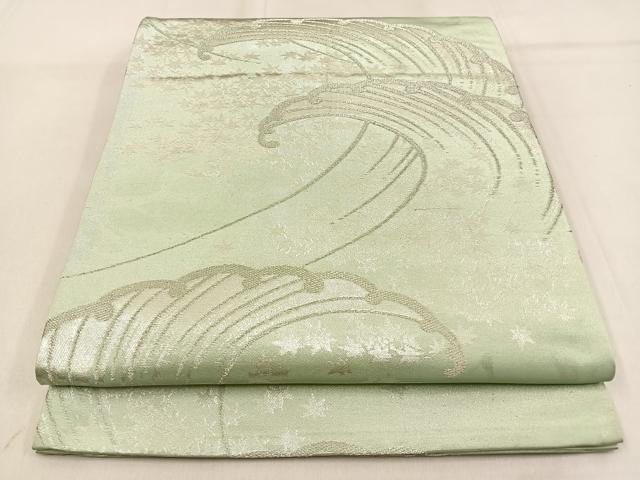 平和屋着物◎六通柄袋帯 竜田川 銀糸 正絹 逸品 BAAW0851hj