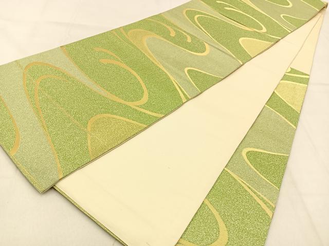 平和屋着物◎六通柄袋帯 流線文 金糸 正絹 逸品 BAAW0872hj