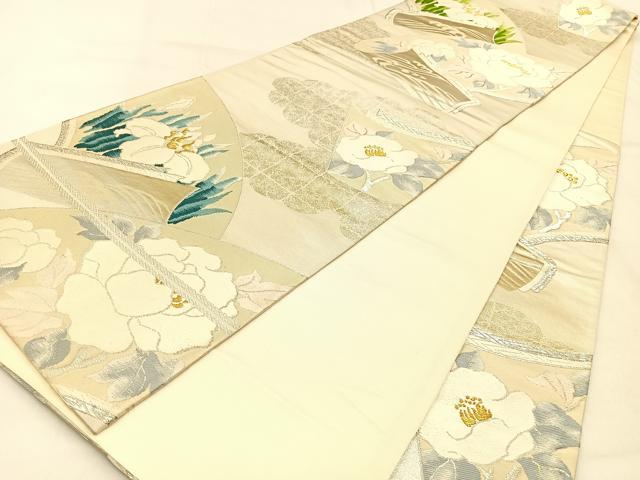 平和屋着物◎六通柄袋帯 唐織 絵巻花文 金銀糸 正絹 逸品 BAAW0881hj