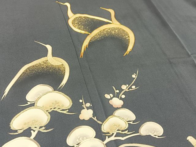 平和屋着物●訪問着 駒刺繍 鶴亀 松竹梅 金彩 鈴乃屋扱い 正絹 逸品 BAAW0886hj
