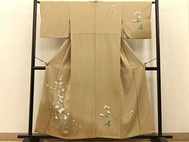平和屋着物●訪問着 友禅 群鶴牡丹梅文 暈し染め 正絹 逸品 BAAW0900hj
