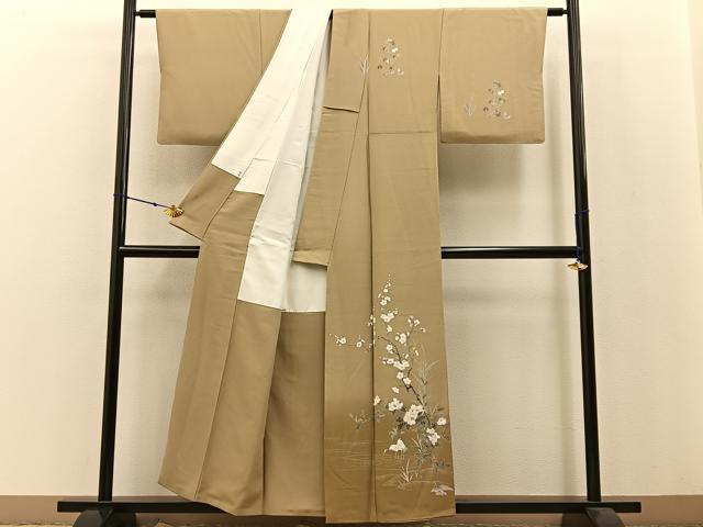 平和屋着物●訪問着 友禅 群鶴牡丹梅文 暈し染め 正絹 逸品 BAAW0900hj