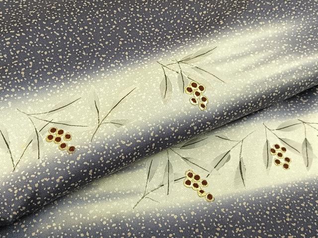 平和屋着物●訪問着 本場染大島紬 手描き 南天文 暈し染め 金彩 ロング丈 正絹 逸品 未使用 BAAW0911hj