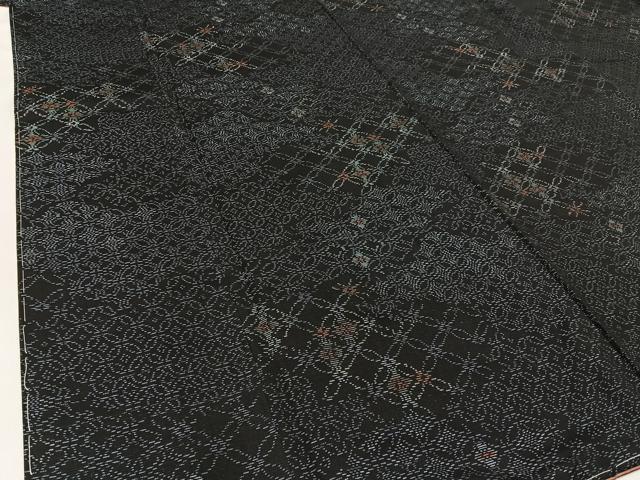 平和屋着物●本場大島紬 七宝文様 大島紬美幸謹製 証紙付き 正絹 逸品 未使用 BAAW0916hj