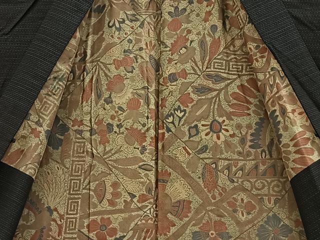 平和屋着物●男性 本場大島紬 アンサンブル 80亀甲 総詰め 正絹 逸品 BAAW0920hj