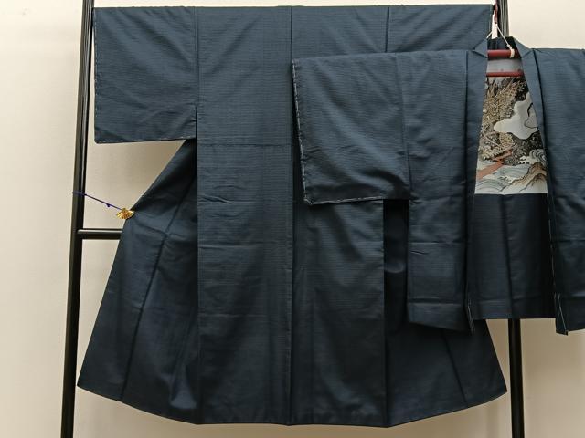 平和屋着物○男性 本場大島紬 アンサンブル 100亀甲 総詰め 羽裏：龍 正絹
