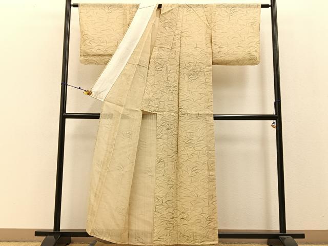 平和屋着物*夏物 紗紬 草葉文 正絹 逸品 BAAW0955hj