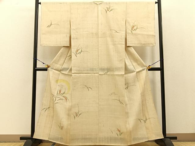 平和屋着物*夏物 訪問着 生紬 手描き 稲穂 正絹 逸品 BAAW0957hj